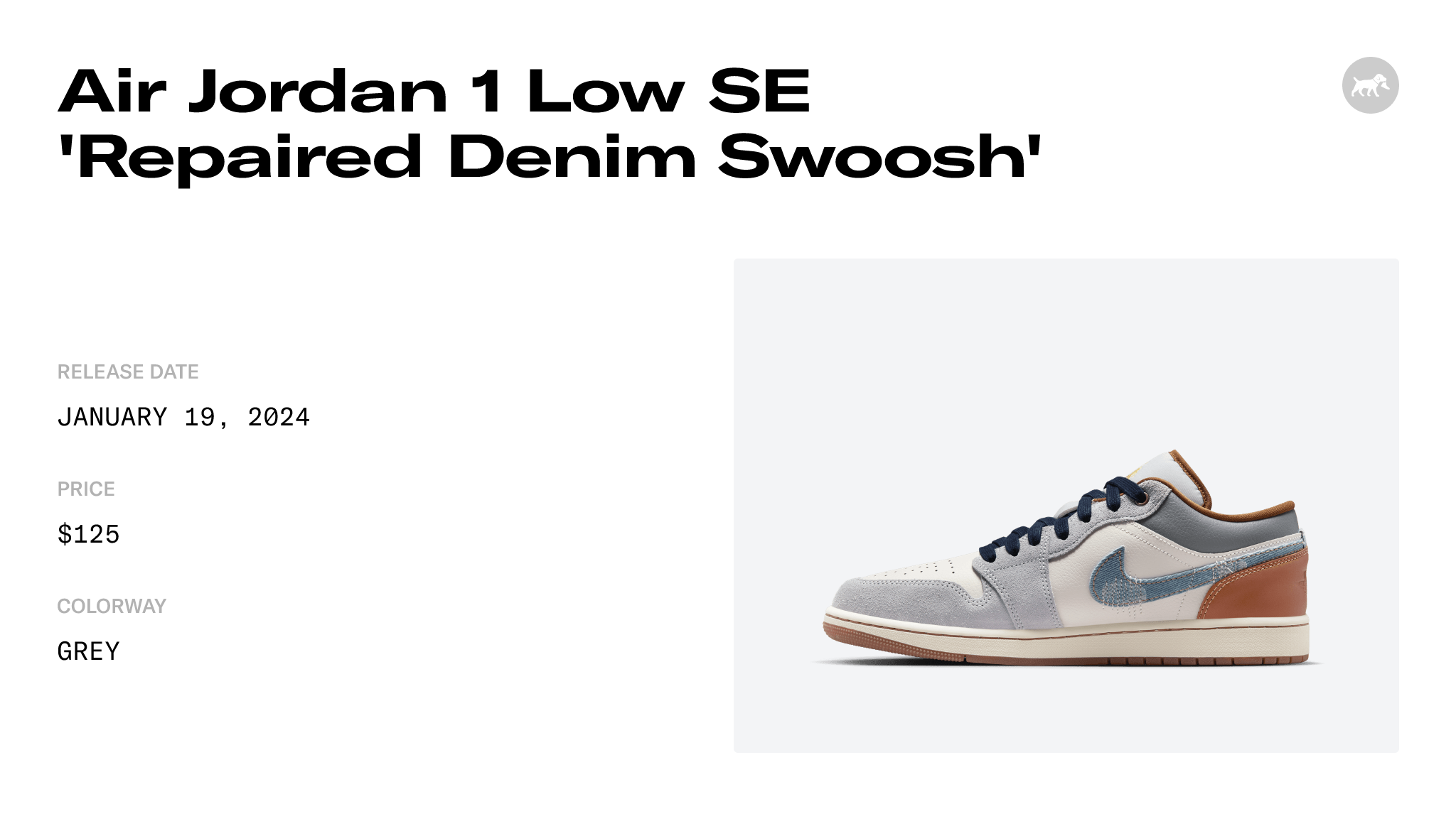 Air Jordan 1 Low SE 'Repaired Denim Swoosh' - FZ5042-041