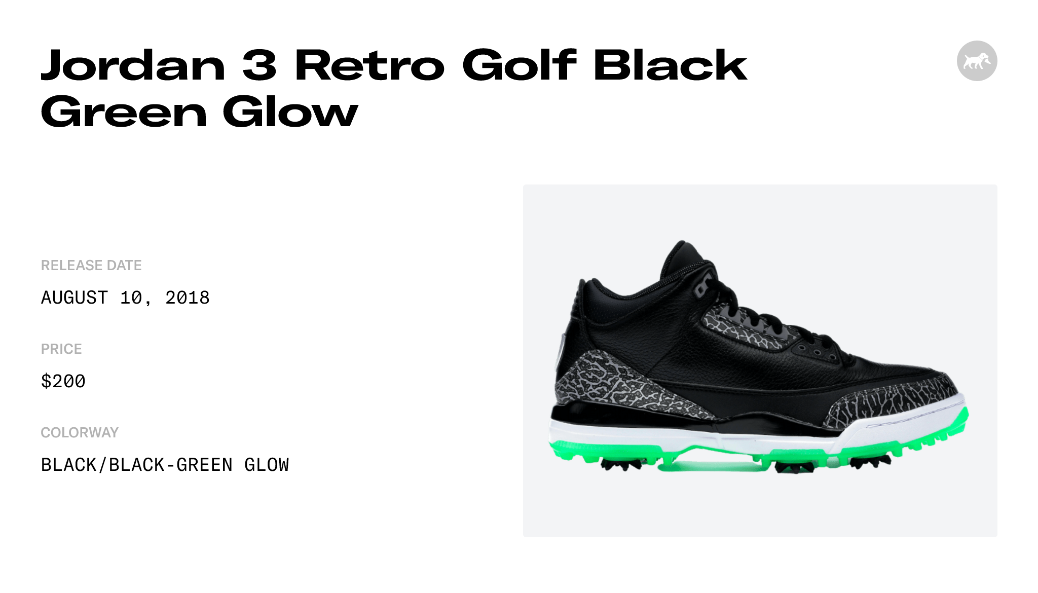 Jordan 3 Retro Golf Black Green Glow - AJ3783-001 Raffles & Where