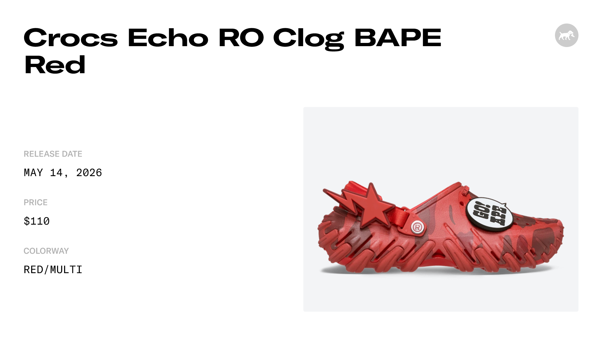 Crocs Echo RO Clog BAPE Red - 213140-8C1 Raffles & Where to Buy