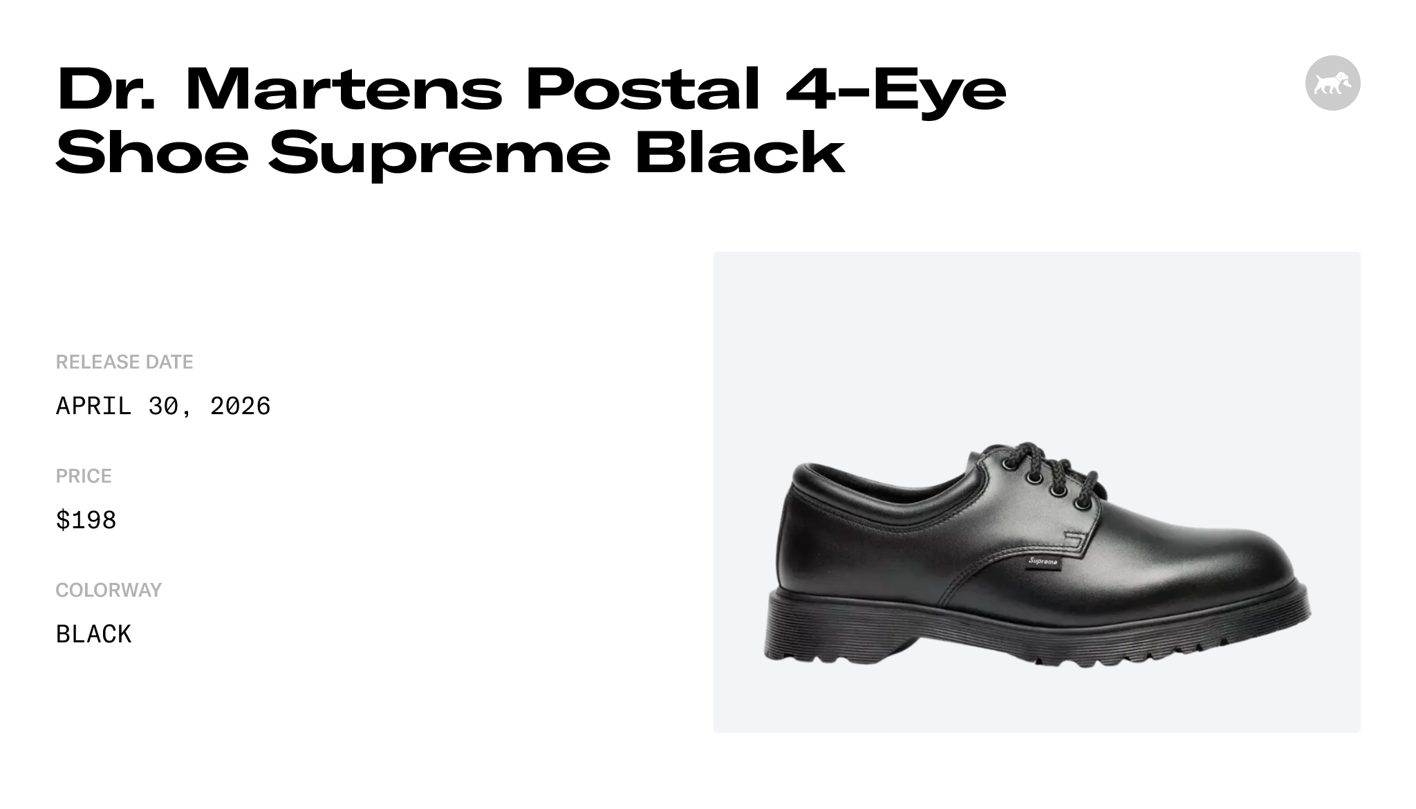 Dr. Martens Postal 4-Eye Shoe Supreme Black Raffles & Where to Buy