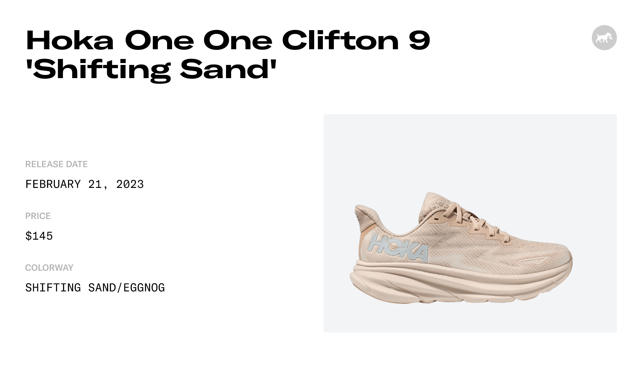 Hoka One One Clifton 9 'Shifting Sand' - 1127895-SSEG