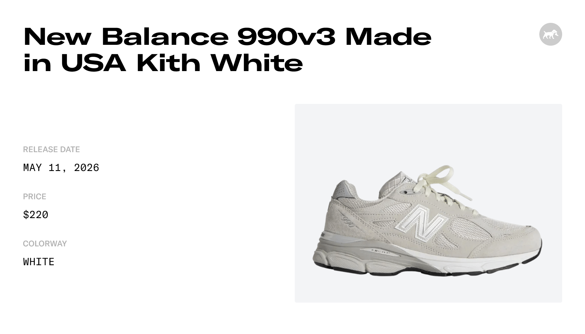 New Balance 990v3 Made in USA Kith White - U990KT3