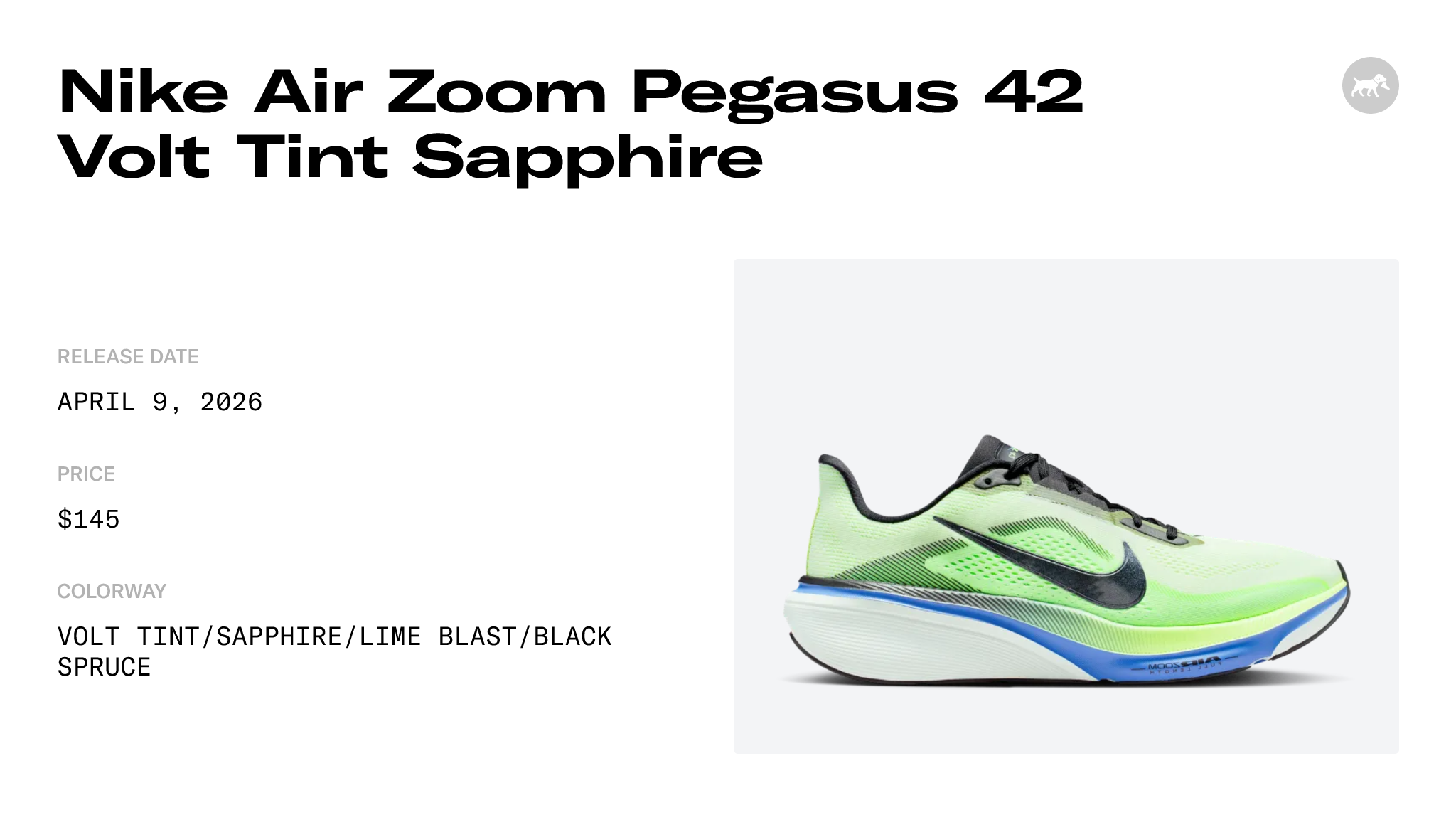 Nike Air Zoom Pegasus 42 Volt Tint Sapphire - IB1873-702