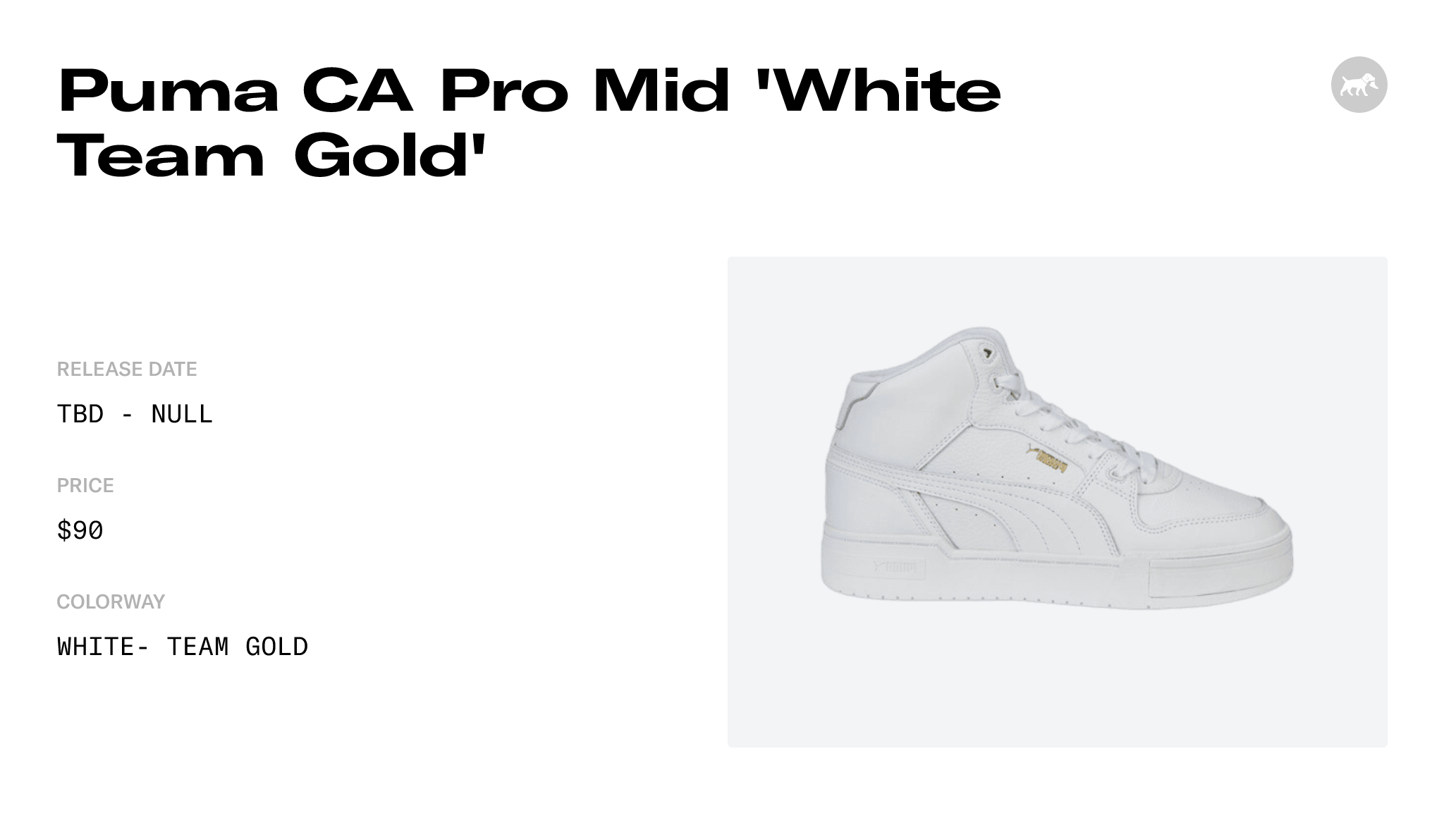 Puma CA Pro Mid 'White Team Gold' - 386759-01 Release Info