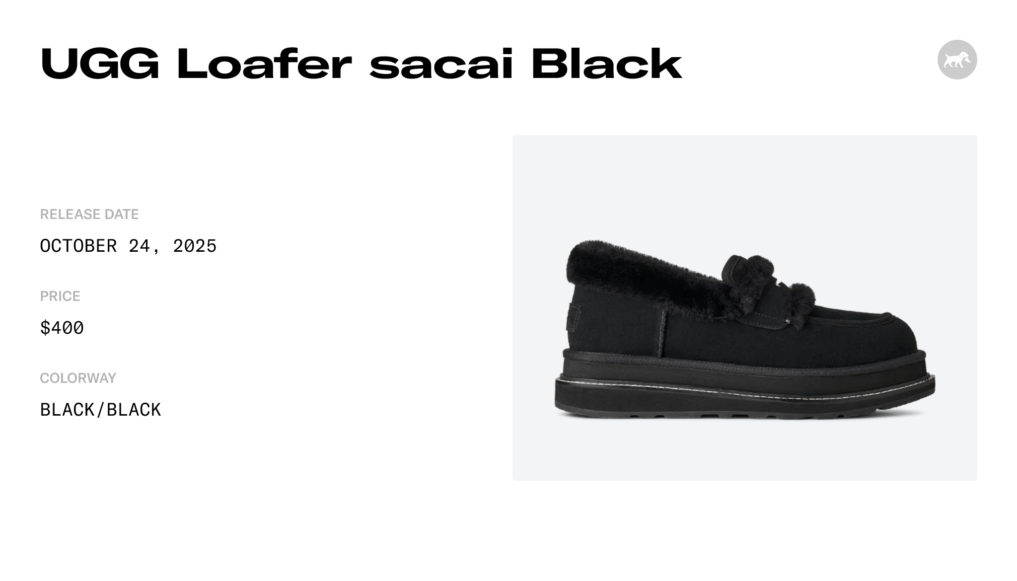 UGG Loafer sacai Black - 1178370-BLK Raffles & Where to Buy