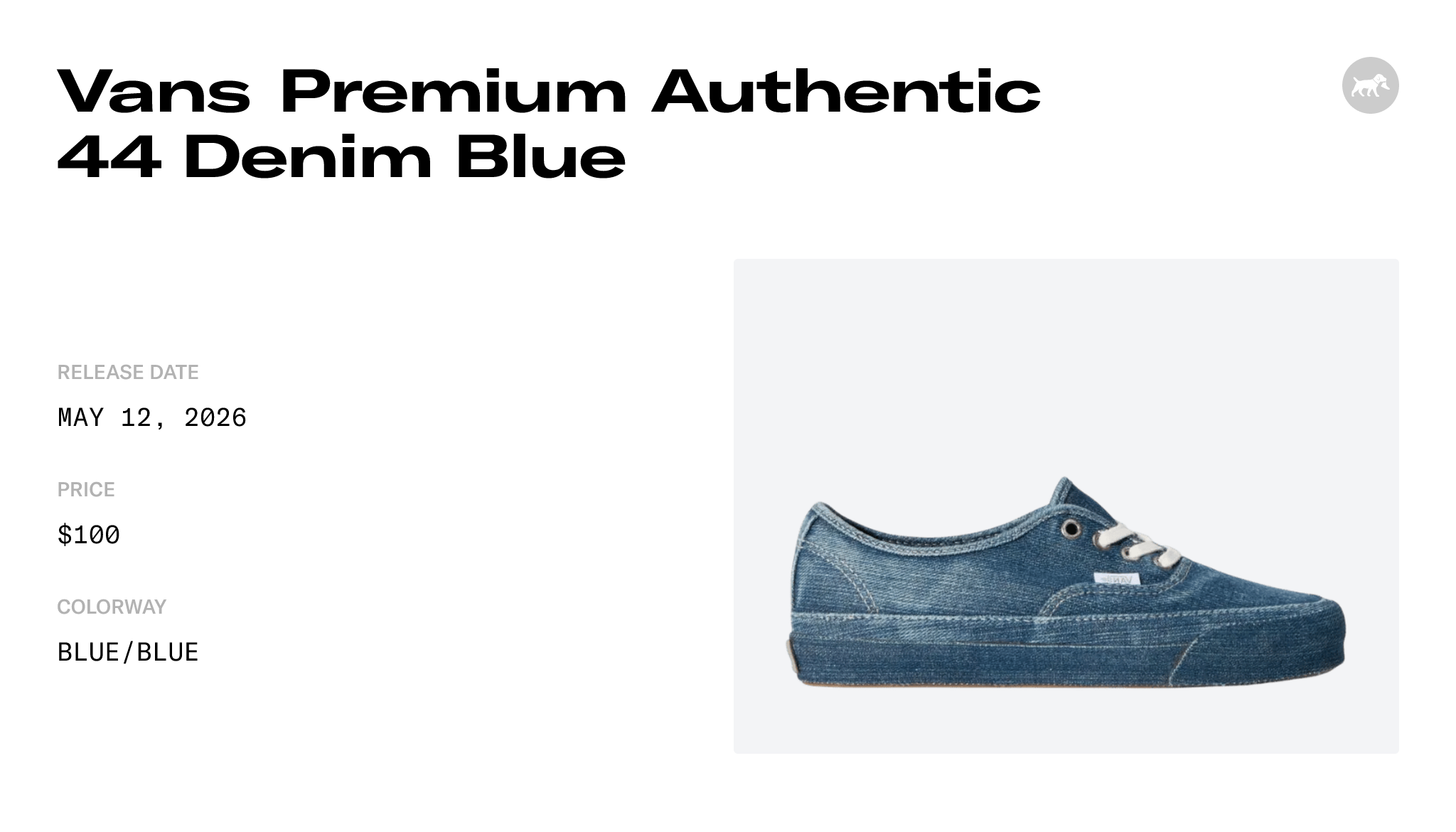 Vans Premium Authentic 44 Denim Blue - VN000DB8IND