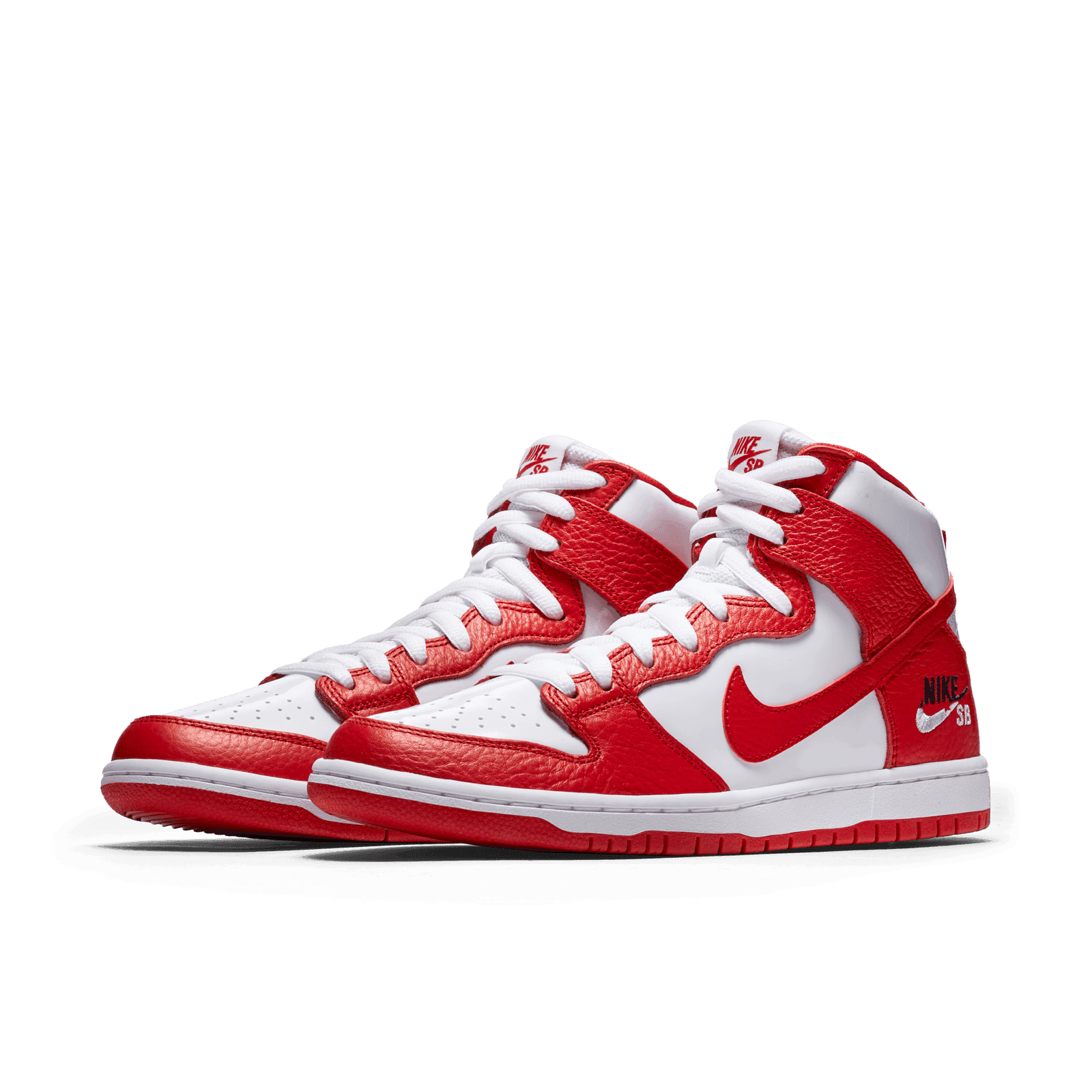 nike sb dunk high red and white