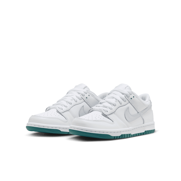 Nike Dunk Low White Silver Green (GS) Angle 2