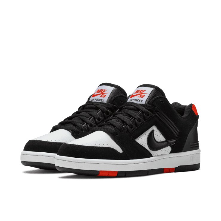 Nike SB Air Force 2 Low Black White Habanero Red Angle 2