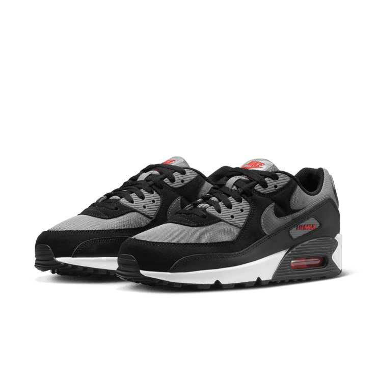 Nike Air Max 90 Black Flat Pewter Picante Red Angle 3