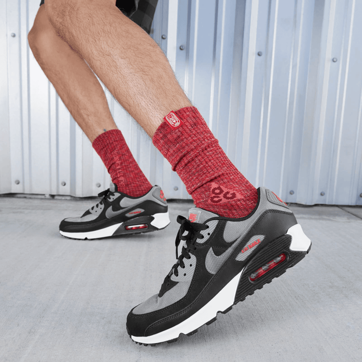 Nike Air Max 90 Black Flat Pewter Picante Red Angle 7