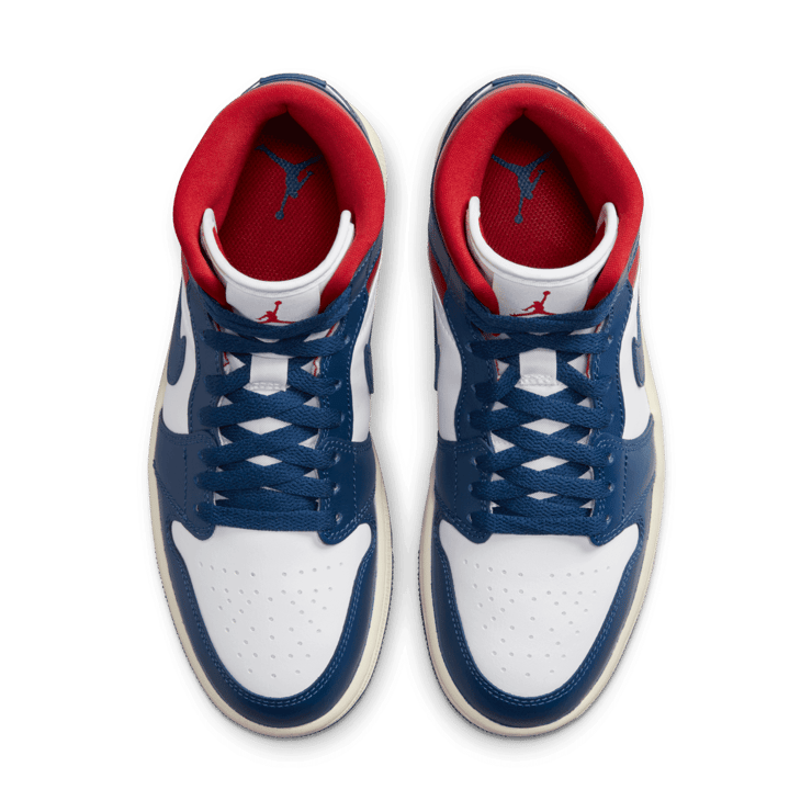 Air Jordan 1 Mid White French Blue Gym Red (W) Angle 1