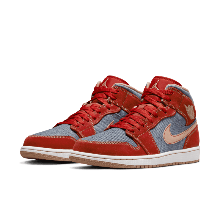 Jordan 1 Mid Denim Red Angle 2