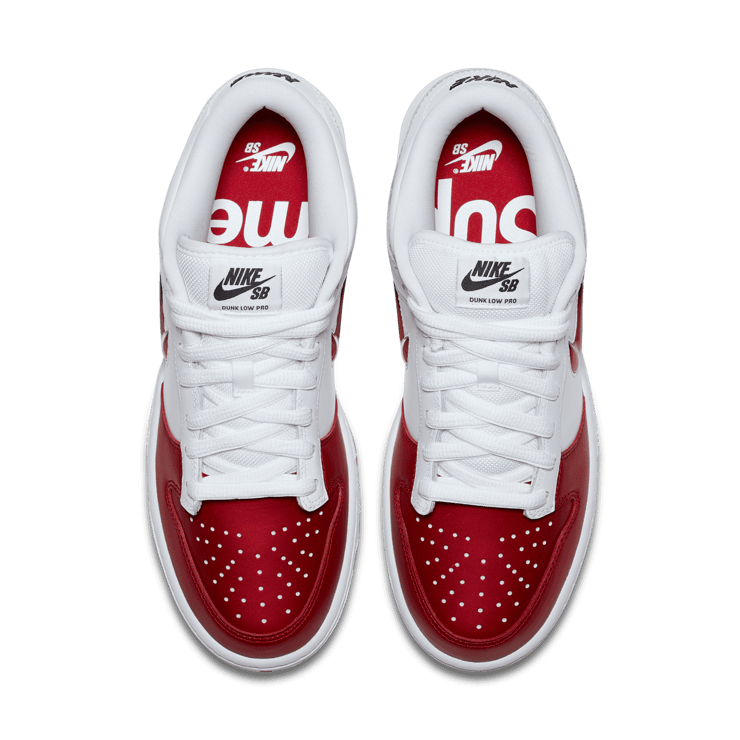 Nike SB Dunk Low Supreme Jewel Swoosh Red Angle 1