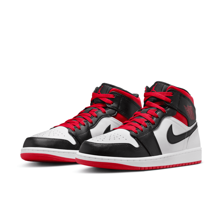 Air Jordan 1 Mid White Gym Red Black Angle 2