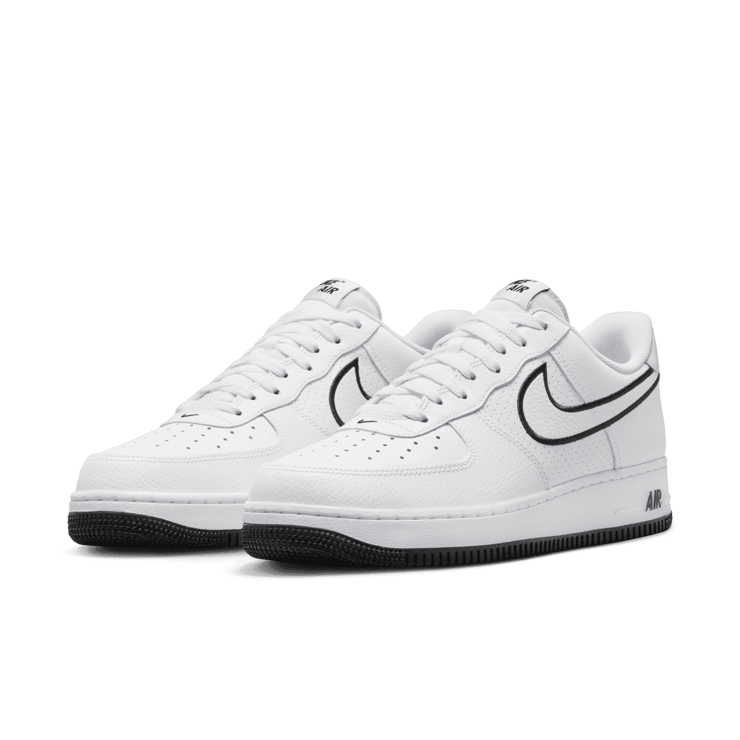 Nike Air Force 1 '07 Low Embroidered Swoosh White Black Angle 3
