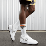 Nike Air Force 1 '07 Low Embroidered Swoosh White Black Angle 7