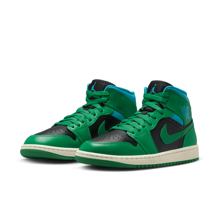 Air Jordan 1 Mid Black Lucky Green Aquatone (W) Angle 2