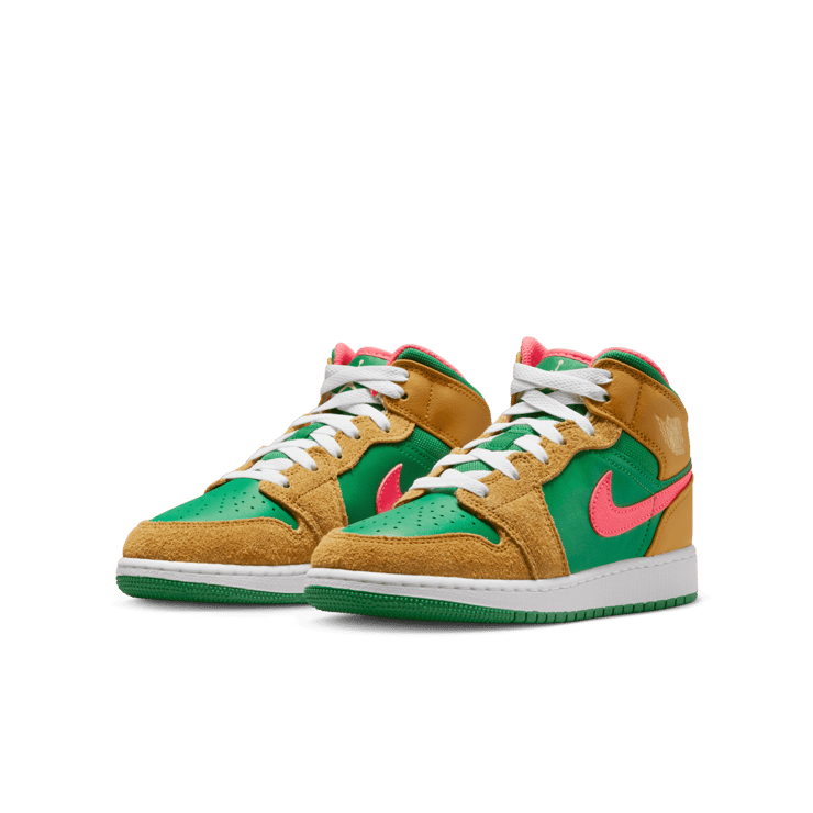 Air Jordan 1 Mid SE Wheat Watermelon (GS) Angle 2