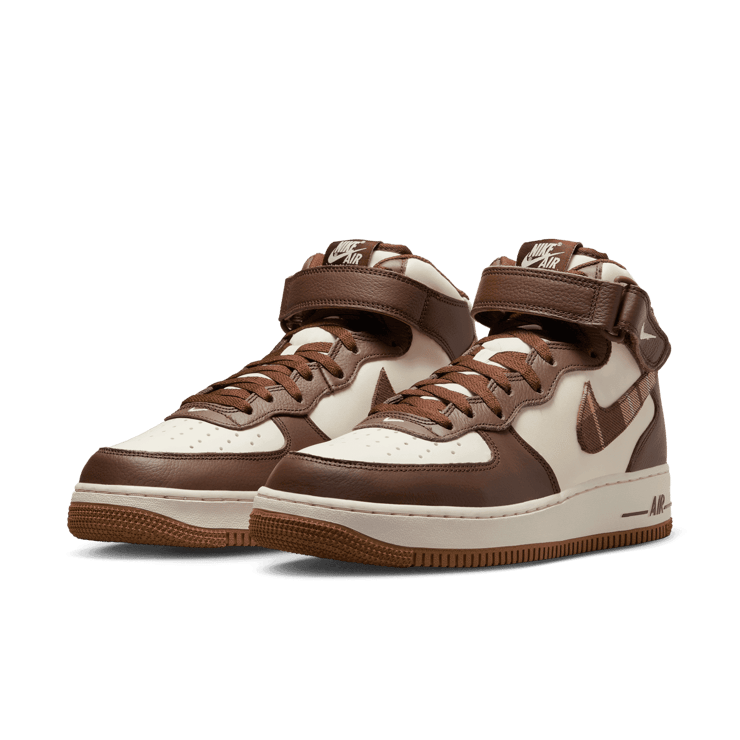 Nike Air Force 1 '07 Mid Brown Plaid Angle 2