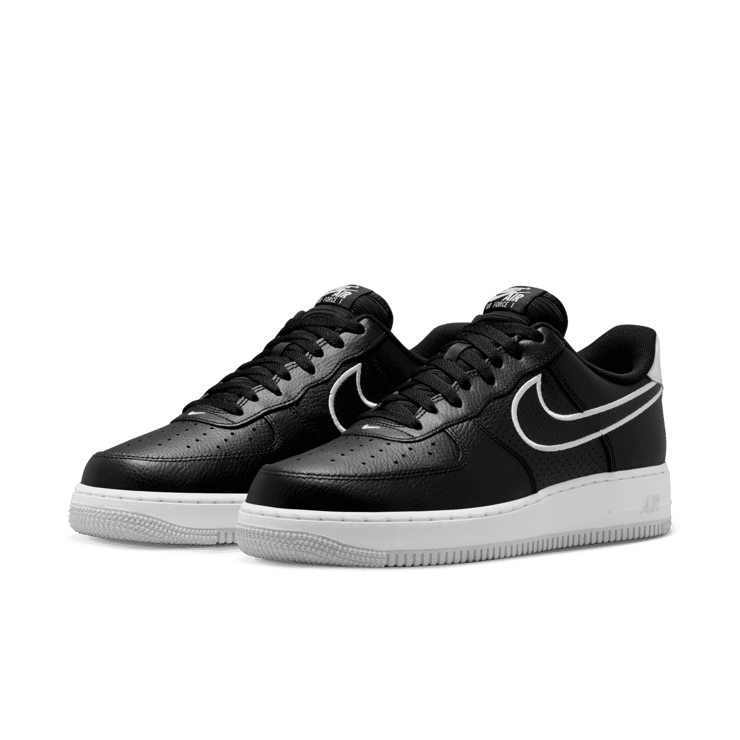 Nike Air Force 1 '07 Low Embroidered Swoosh Black White Angle 2