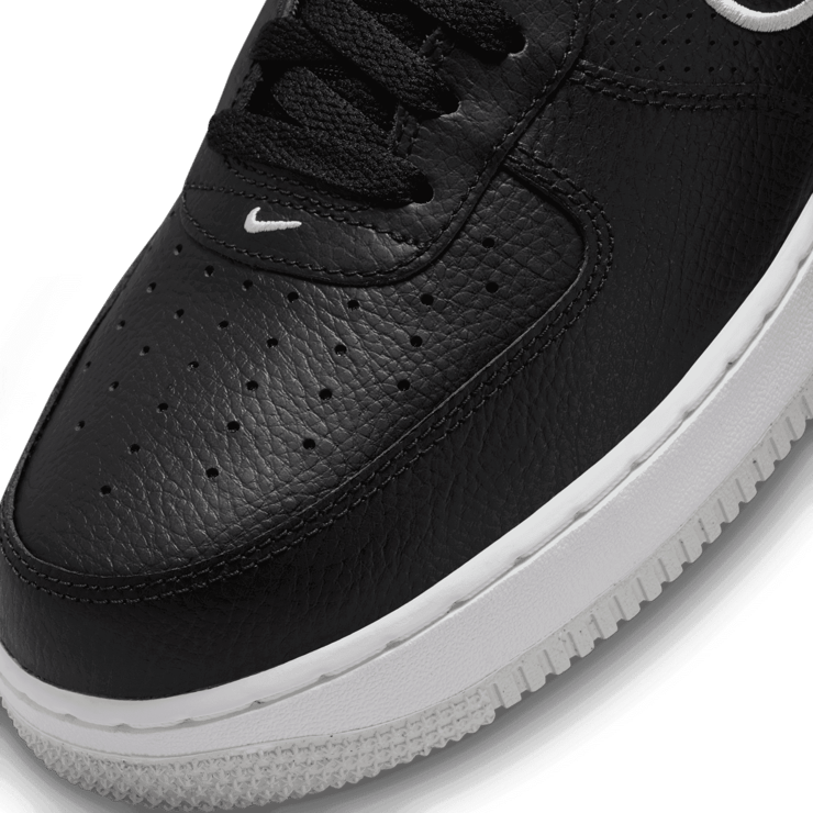 Nike Air Force 1 '07 Low Embroidered Swoosh Black White Angle 4