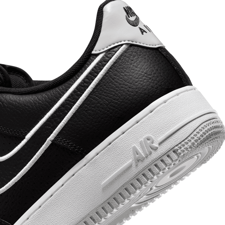 Nike Air Force 1 '07 Low Embroidered Swoosh Black White Angle 5