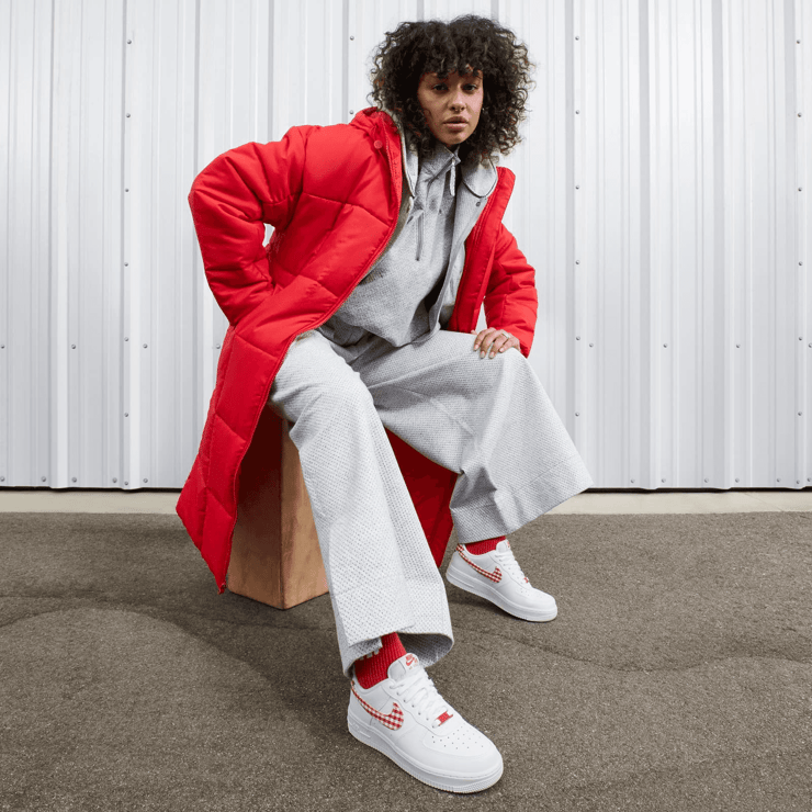 Nike Air Force 1 Low Gingham White Mystic Red (W) Angle 7