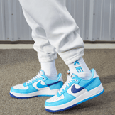 Nike Air Force 1 Low Split Light Photo Blue Deep Royal Blue Angle 0
