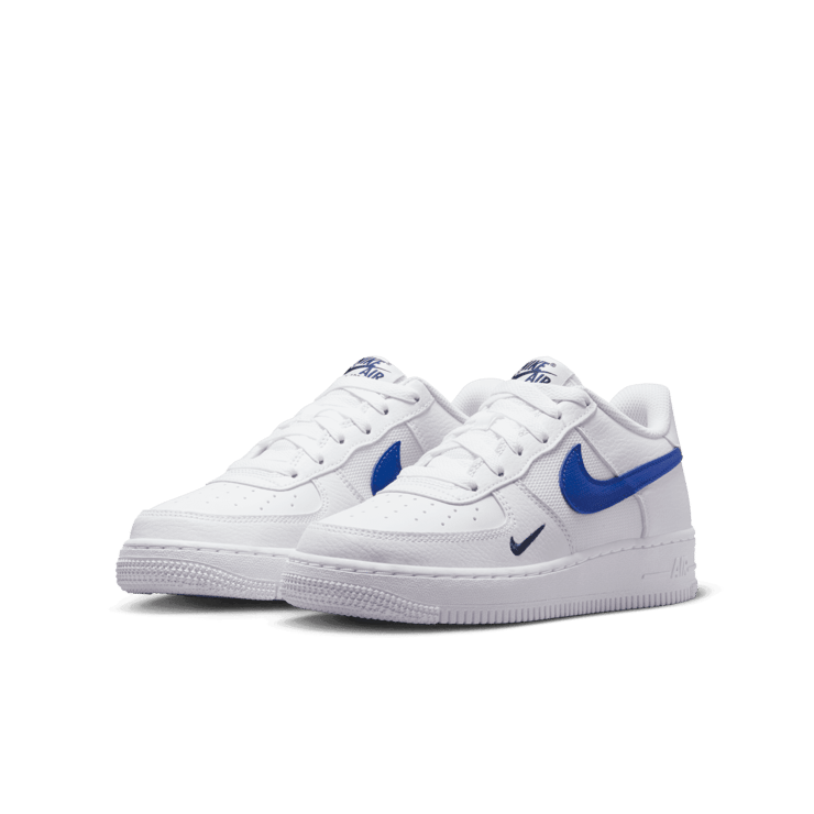 Nike Air Force 1 Low White Game Royal Midnight Navy (GS) Angle 2