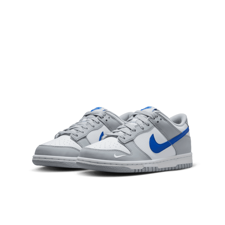 Nike Dunk Low Mini Swoosh Wolf Grey Game Royal (GS) Angle 2