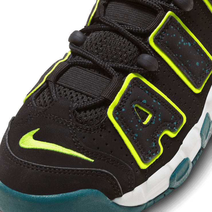 Nike Air More Uptempo Black Volt Geode Teal (GS) Angle 4