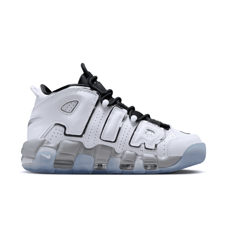 Nike Air More Uptempo White Metallic Silver Clear (W) Angle 1