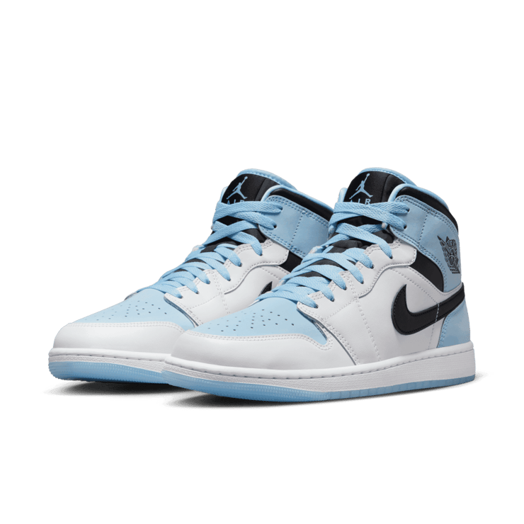 Air Jordan 1 Mid SE White Ice Blue Black Angle 2
