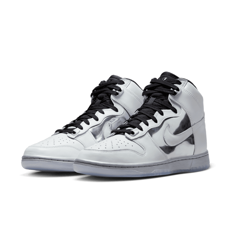 Nike Dunk High SE White Metallic Silver Clear (W) Angle 2