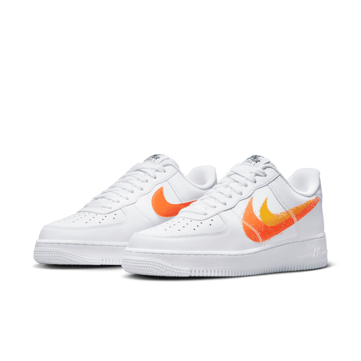 Nike Air Force 1 Low Spray Paint Swoosh White Orange Angle 2