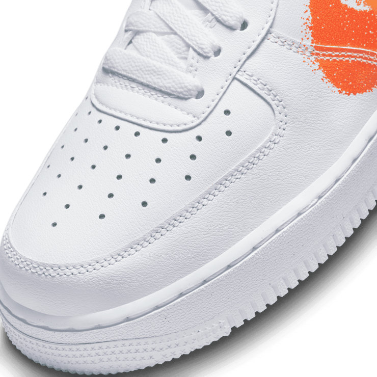 Nike Air Force 1 Low Spray Paint Swoosh White Orange Angle 4