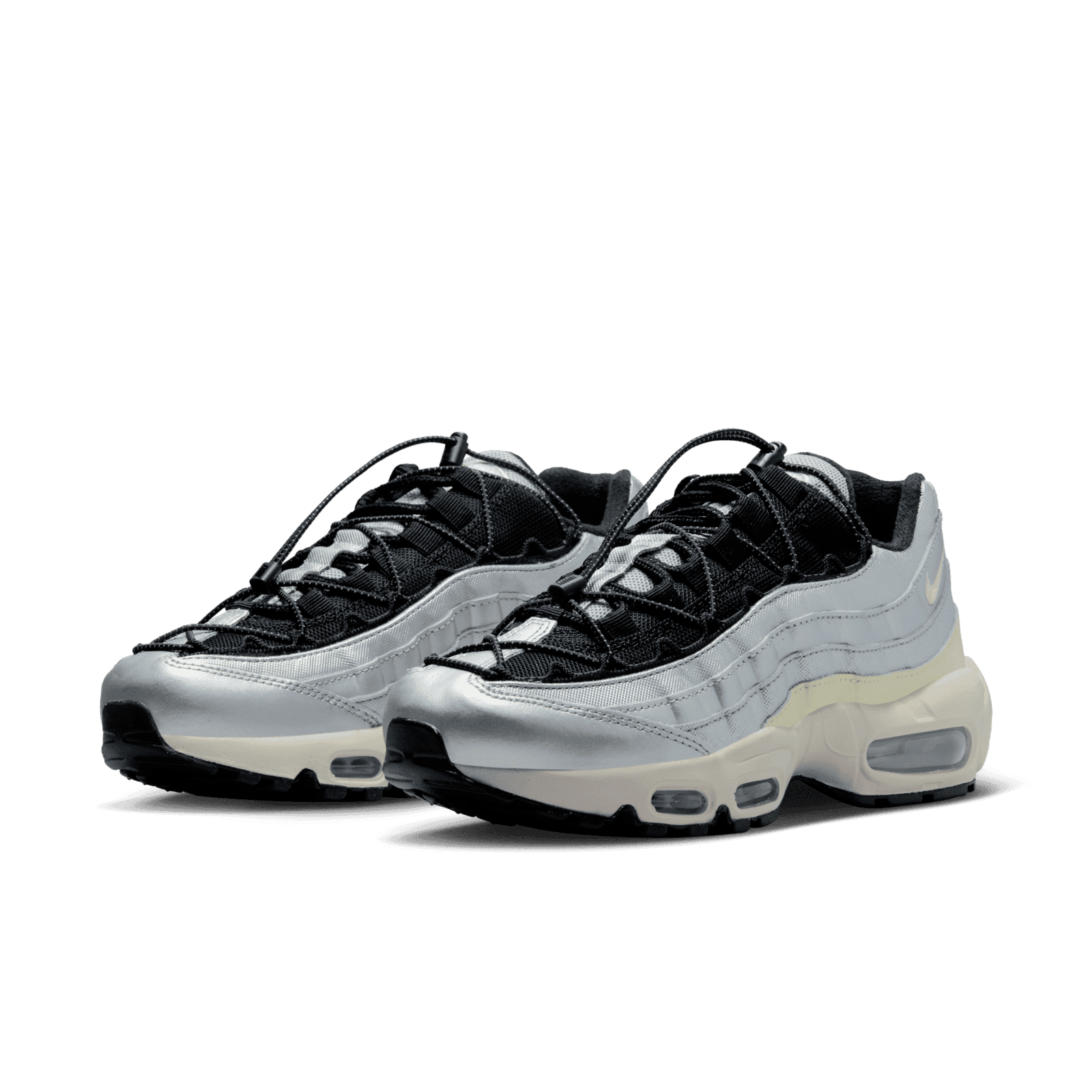 black and silver air max 95