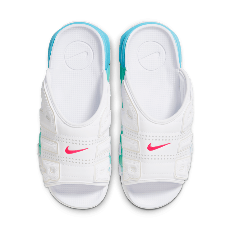 Nike Air More Uptempo Slide White Aqua Angle 1
