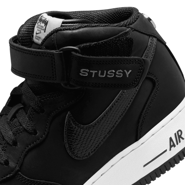 Nike Air Force 1 Mid Stussy Black White Angle 7