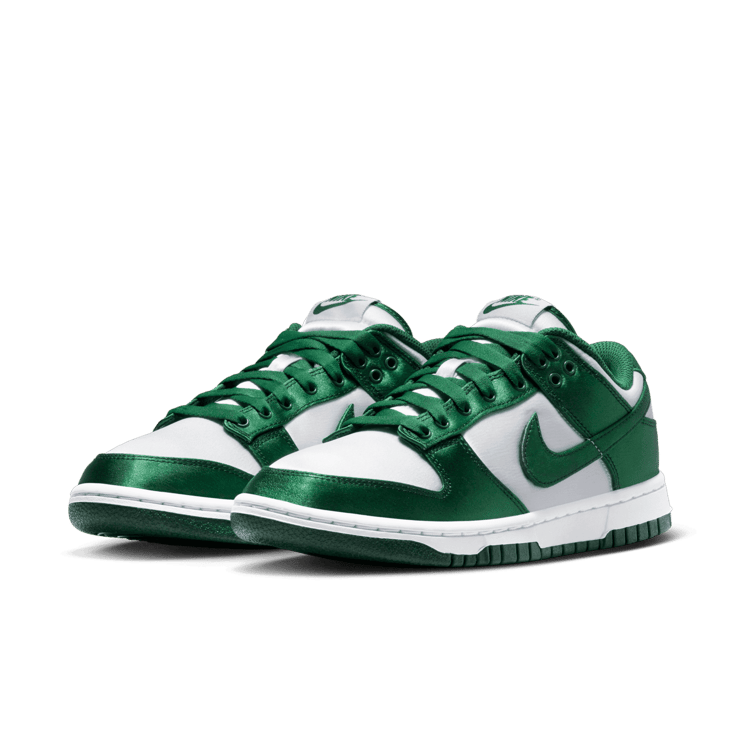 Nike Dunk Low Satin White Team Green (W) Angle 2
