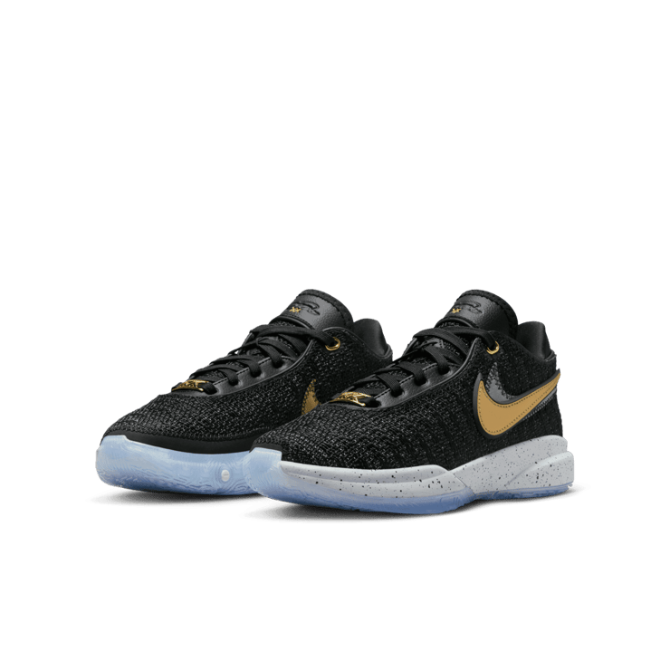 Nike LeBron 20 Black Metallic Gold (GS) Angle 2