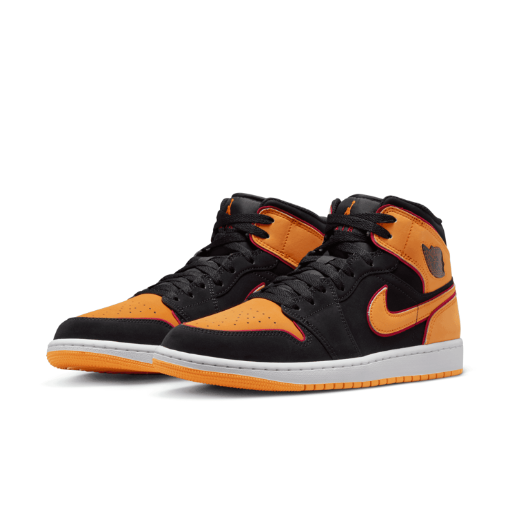 Air Jordan 1 Mid SE Black Vivid Orange Cardinal Red Angle 3