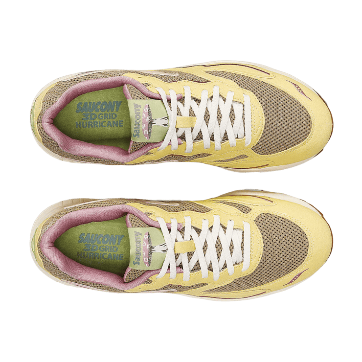 Saucony 3D Grid Hurricane Mushroom Tan Light Yellow Angle 3