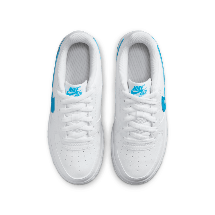 Nike Air Force 1 Low Cut-Out White Aqua (GS) Angle 1