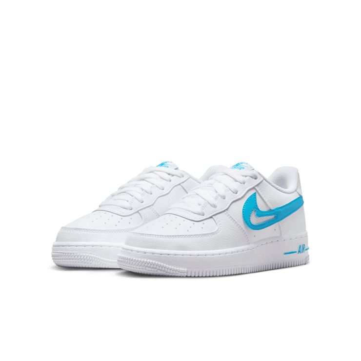 Nike Air Force 1 Low Cut-Out White Aqua (GS) Angle 2