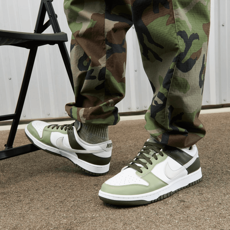Nike Dunk Low White Oil Green Cargo Khaki Angle 0