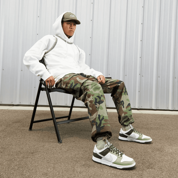 Nike Dunk Low White Oil Green Cargo Khaki Angle 7