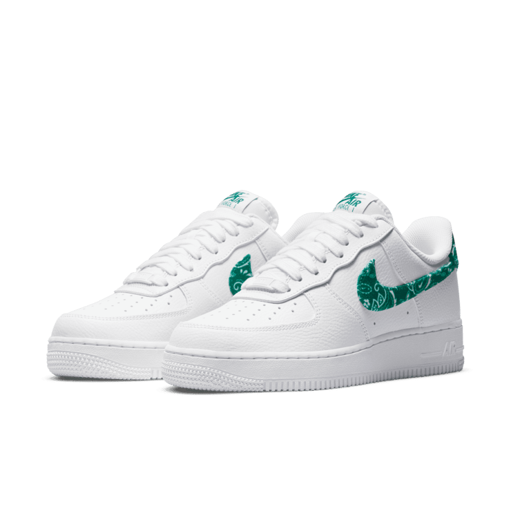 Nike Air Force 1 Low White Green Paisley (W) Angle 2