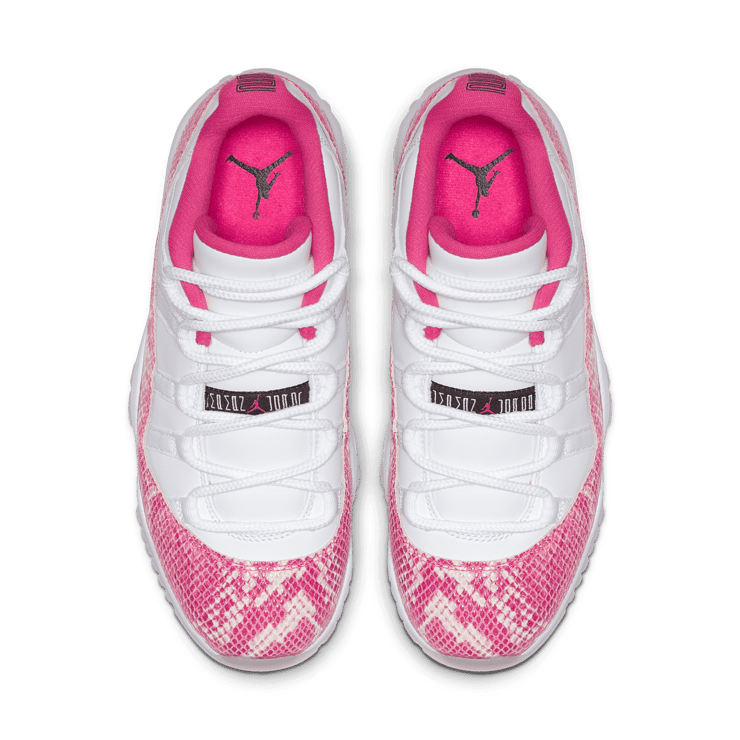 Pink Snakeskin Jordan Snakeskin 11s Kids Pink And White